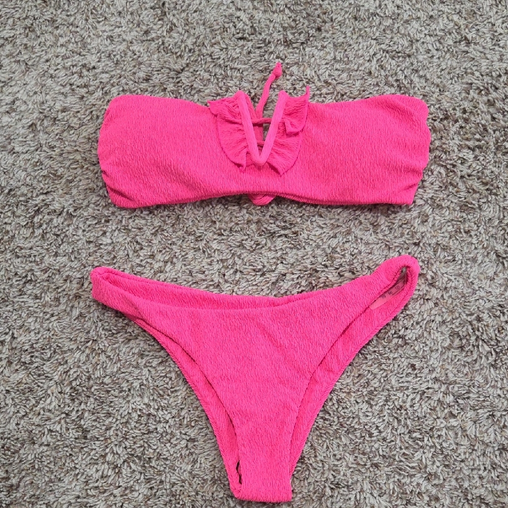 Pink Bandeau Bikini Set